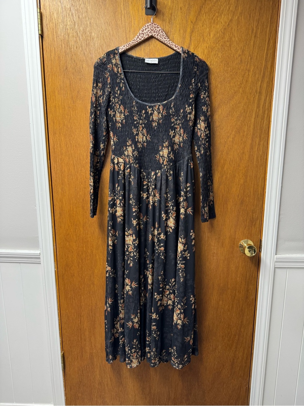 Worth Collective Honor Long Sleeve Maxi Dress Dark Floral Pattern Black Medium - Picture 12 of 12